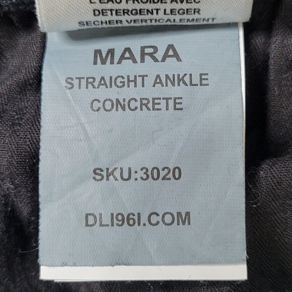DL1961 Mara Jeans Size 24 25X27 Black Straight Ankle Frayed Hem Low Rise USA - Picture 12 of 16